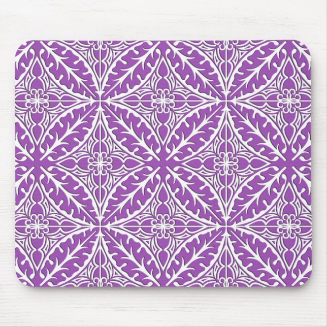 Mousepad Azulejos marroquinos - violeta e branco (Frente)