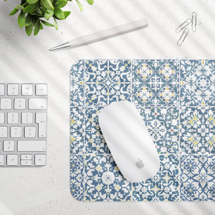 Mousepad Azulejos Mediterrâneos, Marroquinos, Maiolica, Azu