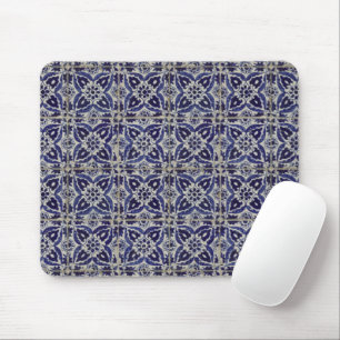 Mousepad Azulejos Russos Italianos Azulejo Azul Branco Geom
