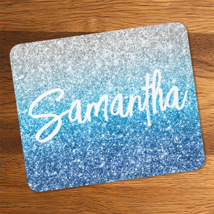 Mousepad Azure Azure Blue Glitter de luxo