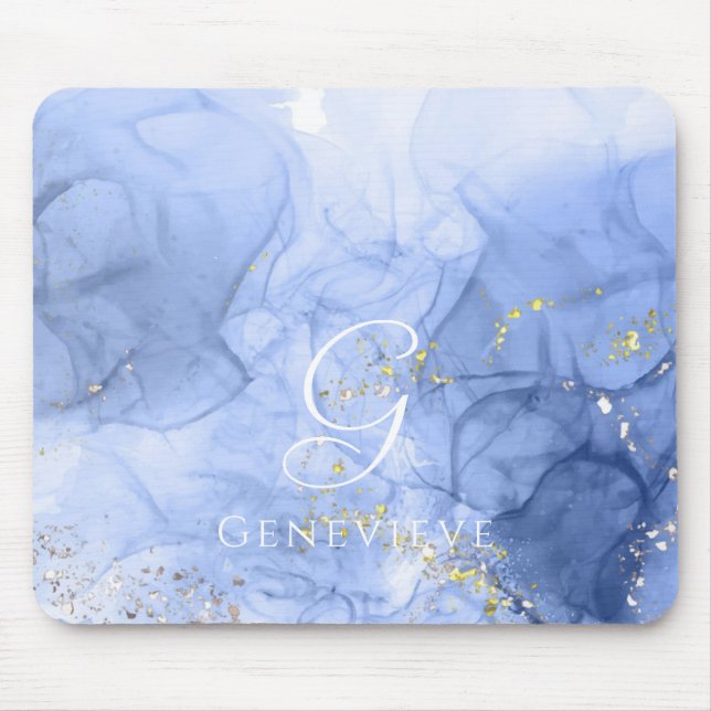 Mousepad Azure Azure Watercolor Tinta de Álcool Personalizá (Frente)