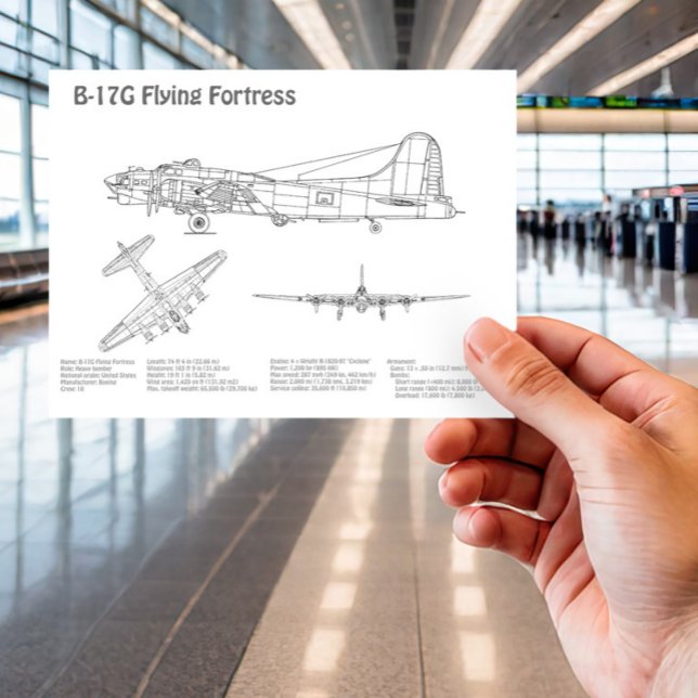 Mousepad B-17 Fortaleza Voadora - Planos Blueprint do avião (Criador carregado)