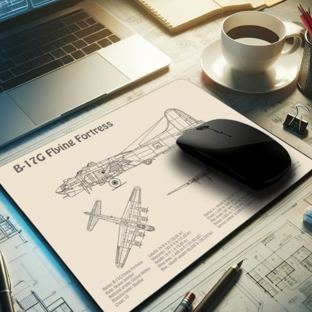 Mousepad B-17 Fortaleza Voadora - Planos de Impressão do Av (Criador carregado)