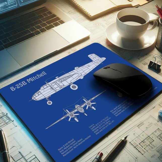 Mousepad B-25B Mitchell Doolittle - Airplane Blueprint ABD (Criador carregado)