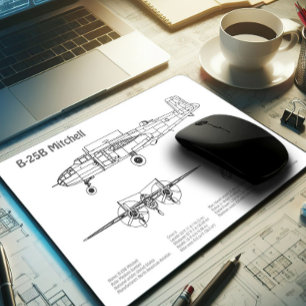 Mousepad B-25B Mitchell Doolittle - Airplane Blueprint BD