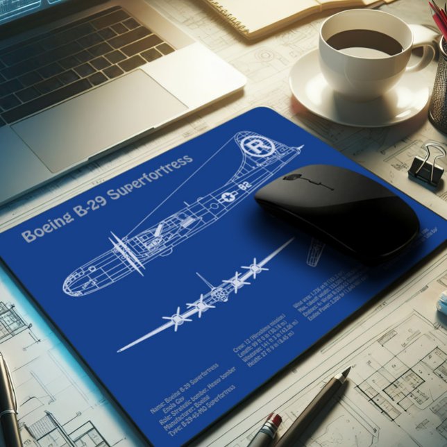 Mousepad B-29 Superfortaleza - Planos de Impressão Blueprin (Criador carregado)