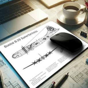 Mousepad B-29 Superfortaleza - Planos de Impressão do Avião
