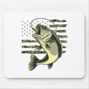 Mousepad B Peixe Pesca EUA Bandeira Americana Camuflagem Pe