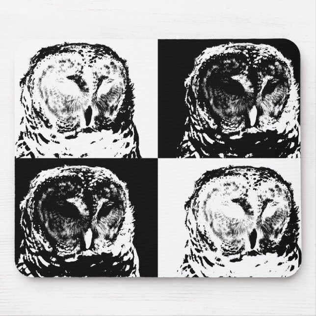 Mousepad B/W Barred Owl Pop Art (Frente)