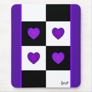 Mousepad B&W Corações Roxos Batendo