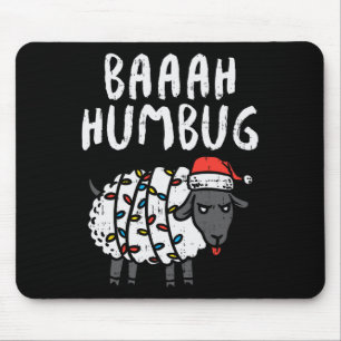 Mousepad Baaah Humbug Sheep Xmas Diversão de Luzes Anti Nat