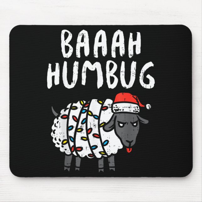 Mousepad Baaah Humbug Sheep Xmas Lights Funny Anti Christma (Frente)