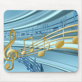 Mousepad Baby Blue Trendy Musical Notes