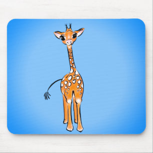 Mousepad Baby Giraffe - trabalho de arte de animal azul