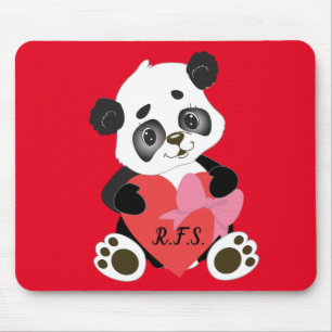 Mousepad Baby Panda com Coração Vermelha