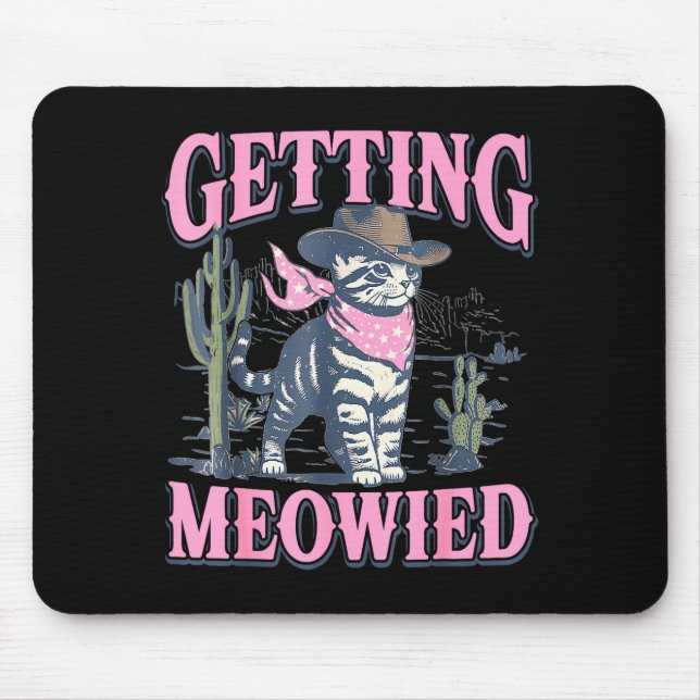 Mousepad Bachelorette Party Cowgirl Getting Meowied Cat Bri (Frente)