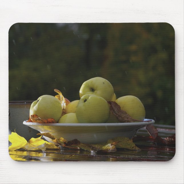 Mousepad Bacia de maçãs e de folhas (Frente)