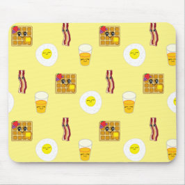 Mousepad Bacon em Cuta, Ovos e Cartoons de Waffles