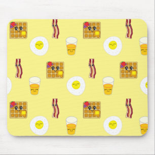 Mousepad Bacon em Cuta, Ovos e Cartoons de Waffles