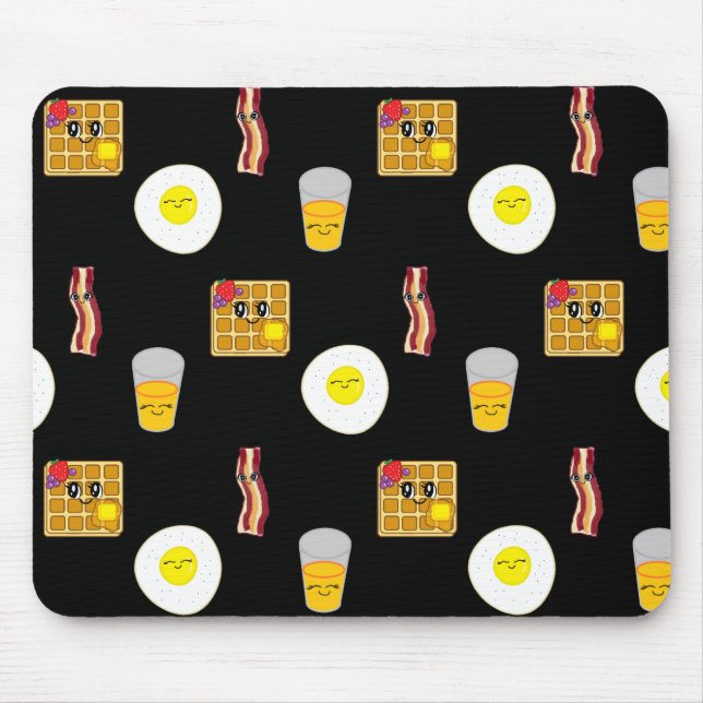 Mousepad Bacon em Cuta, Ovos e Cartoons de Waffles (Frente)
