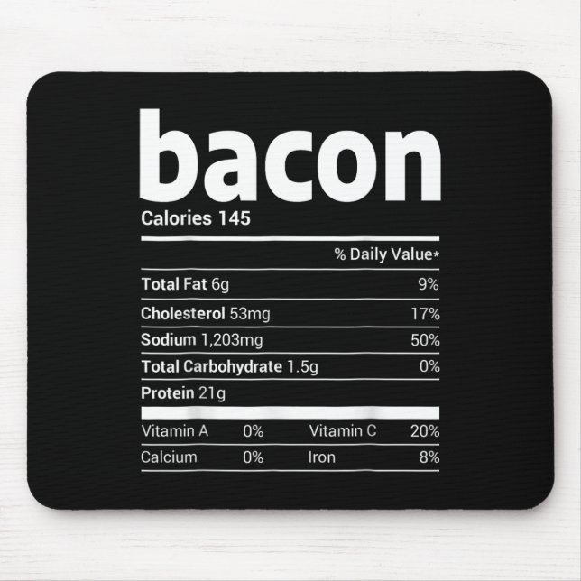 Mousepad Bacon Nutrição Fatos Familiares Correspondentes à  (Frente)