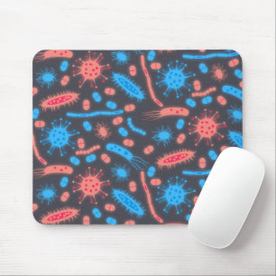 Mousepad Bactéria Brilhante Microorganismo rosa azul