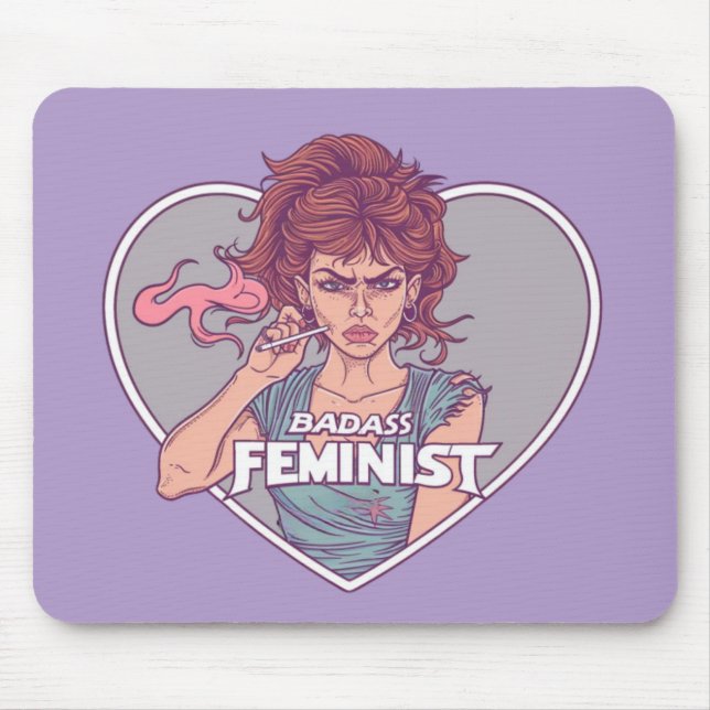 Mousepad BADASS FEMINISTA, desenho animado (Frente)
