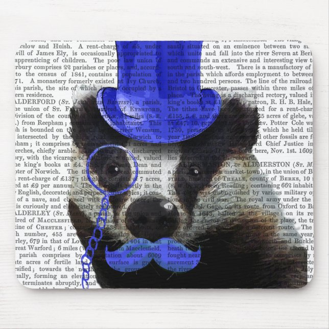 Mousepad Badger com Chapéu Azul e bigode (Frente)
