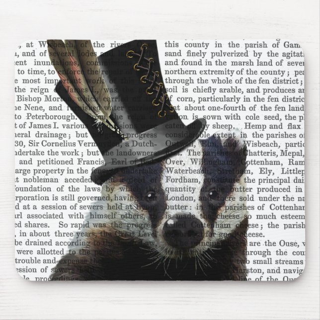 Mousepad Badger Steampunk no Top Hat (Frente)