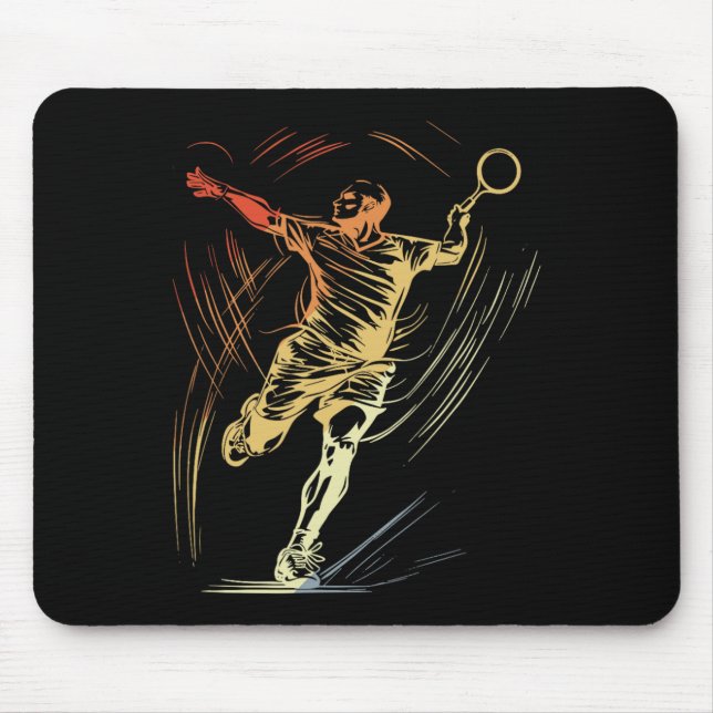Mousepad Badminton Cara Sketch Racquet Sport Shuttle (Frente)