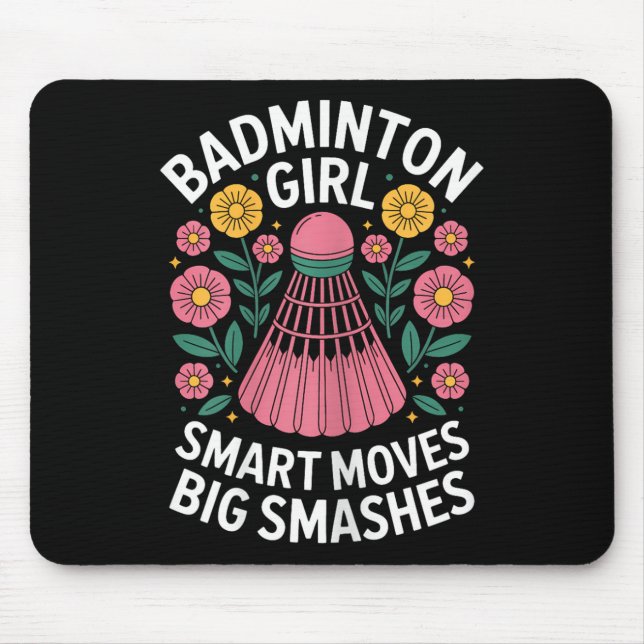 Mousepad Badminton Girl Shuttle Engraçado Badminton (Frente)