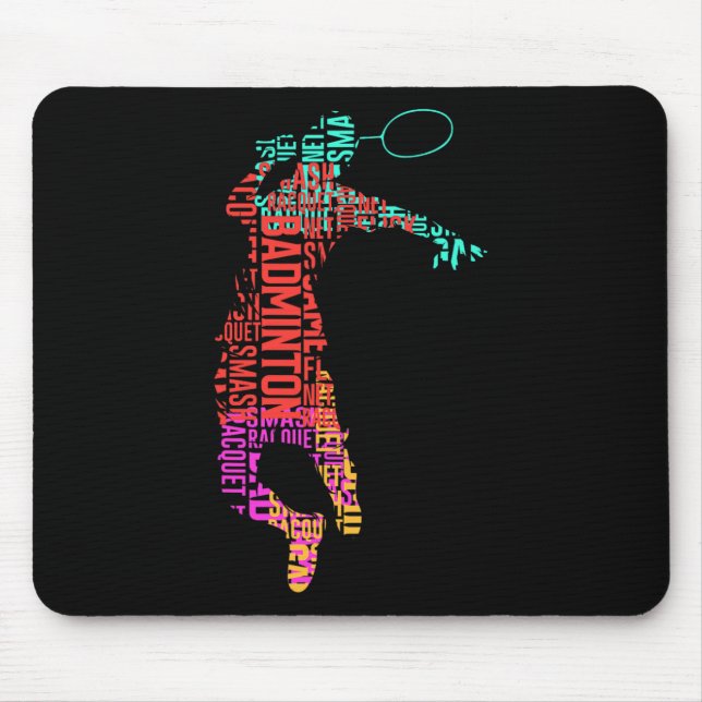 Mousepad Badminton Jogador Colorido Shuttle Racket Badminto (Frente)