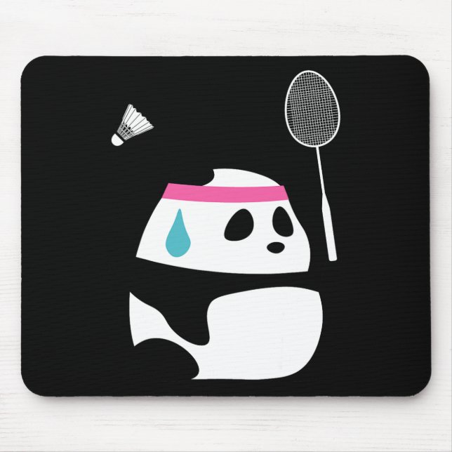 Mousepad Badminton Panda Escavado - Engraçado Shuttle Ani (Frente)