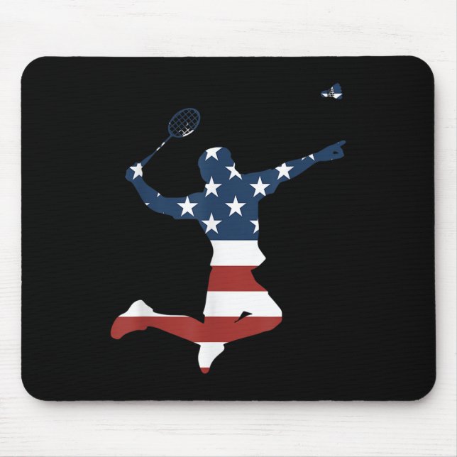 Mousepad Badminton Player American Flag Apparel Badminton P (Frente)