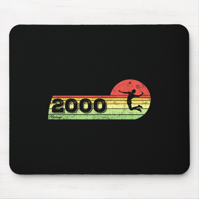 Mousepad Badminton-player Vintage 2000 Birthday Shuttle Bad (Frente)