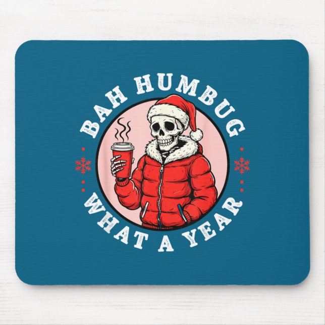 Mousepad Bah Humbug Skull Hat Santa's Candy Christmas Pajam (Frente)