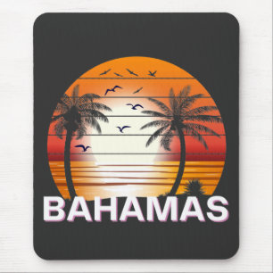 Mousepad Bahamas Vintage Palm Trees Summer Beach
