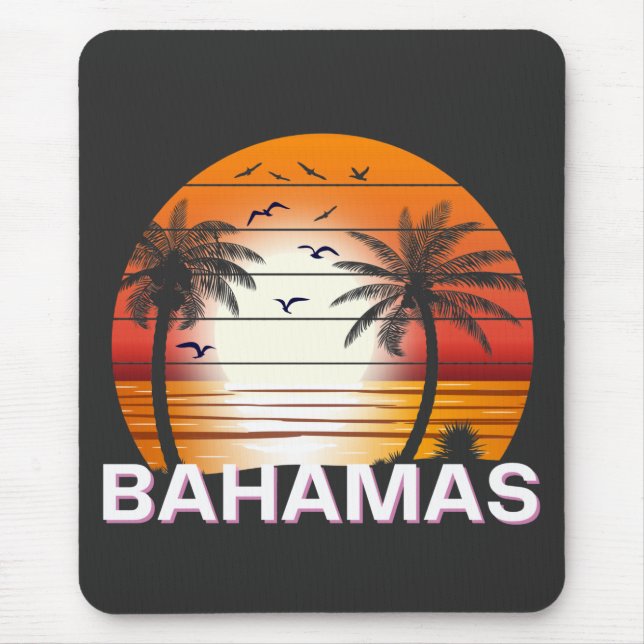 Mousepad Bahamas Vintage Palm Trees Summer Beach (Frente)