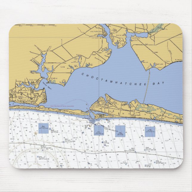 Mousepad Baía de Choctawhatchee, carta náutica de FL (Frente)