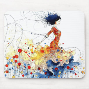 Mousepad Bailarina de Flamenco em Movimento Multicolorido F