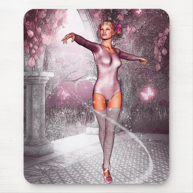 Mousepad bailarina rosa e belas borboletas (Frente)