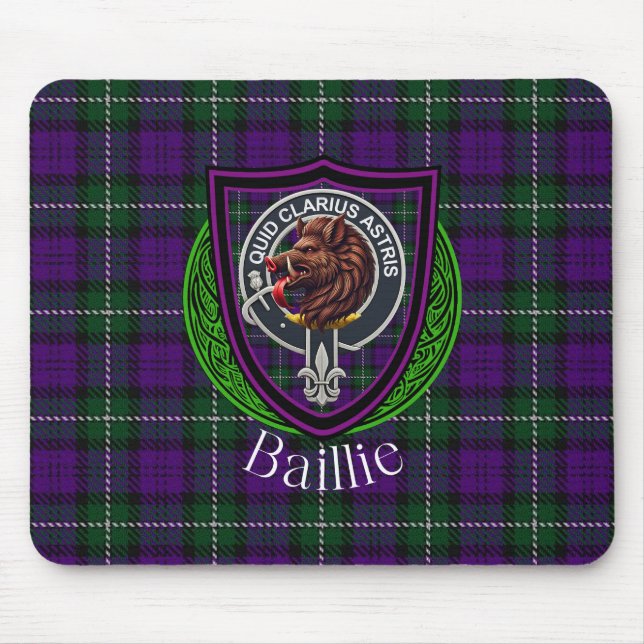 Mousepad Baillie Scottish Clan Tartan and Crest  (Frente)