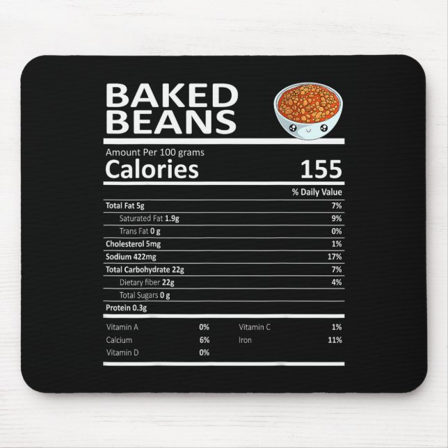 Mousepad Baked Beans Nutritional Facts Thanksgiving X-mas G (Frente)