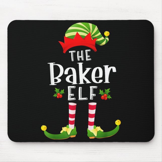 Mousepad Baker Christmas Elf Matching Pajama X-mas Party  (Frente)