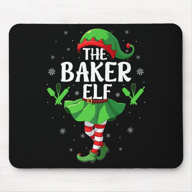 Mousepad Baker Elf Christmas Girls Women Elf Squad Xmas Fam (Frente)
