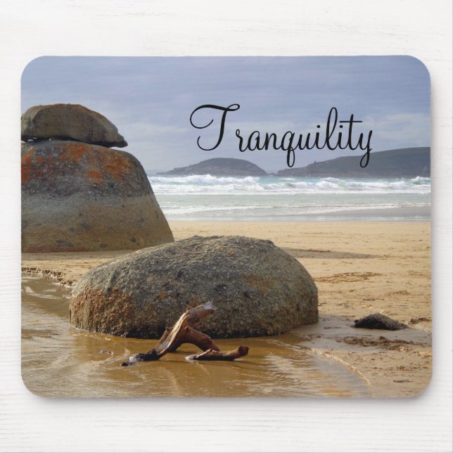 Mousepad Balanced Rocks e Driftwood na praia australiana (Frente)