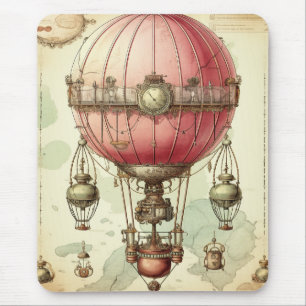 Mousepad Balão de ar quente, cor-de-rosa, a vapor-jato (2)