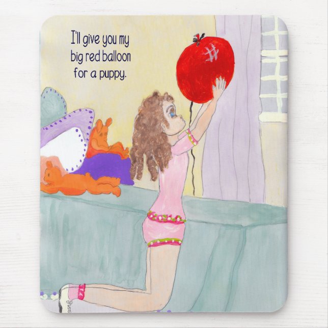 Mousepad Balão para uma Mão de Mouse Puppy Desenhada (Frente)