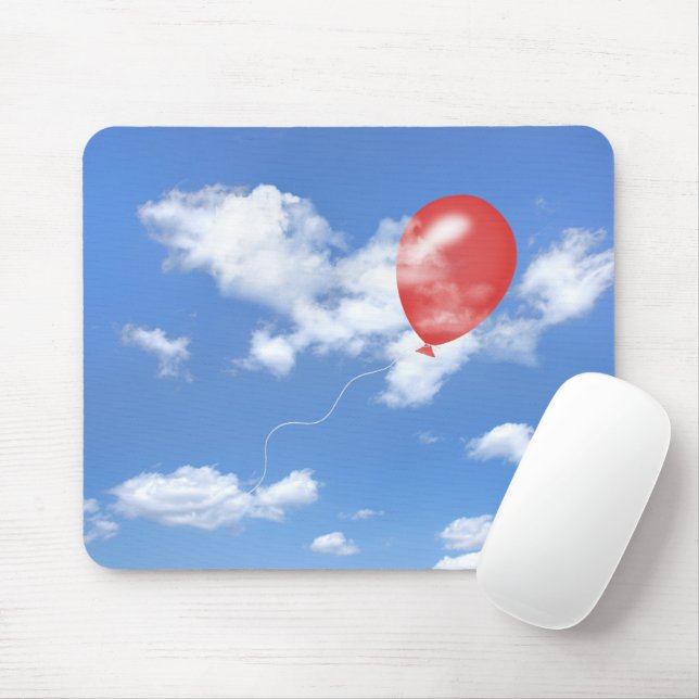 Mousepad Balão Vermelho Em Nuvens (Com mouse)