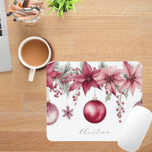 Mousepad Balas de Natal Coloridas com Flores